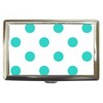 Polka Dots - Turquoise on White Cigarette Money Case