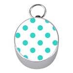 Polka Dots - Turquoise on White Silver Compass (Mini)