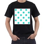 Polka Dots - Turquoise on White Men s T-Shirt (Black)