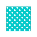 Polka Dots - White on Cyan Satin Bandana Scarf