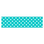 Polka Dots - White on Cyan Satin Scarf (Oblong)