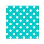 Polka Dots - White on Cyan Small Satin Scarf  (Square)