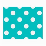 Polka Dots - White on Cyan Small Glasses Cloth