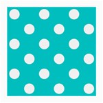 Polka Dots - White on Cyan Medium Glasses Cloth (2 Sides)
