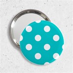 Polka Dots - White on Cyan 2.25  Handbag Mirror