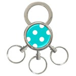 Polka Dots - White on Cyan 3-Ring Key Chain