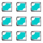 Polka Dots - White on Cyan Mega Link Italian Charm (9 pack)