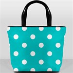 Polka Dots - White on Cyan Bucket Bag