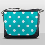 Polka Dots - White on Cyan Messenger Bag