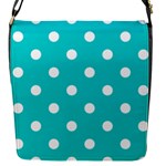 Polka Dots - White on Cyan Flap Closure Messenger Bag (S)