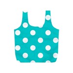 Polka Dots - White on Cyan Full Print Recycle Bag (S)