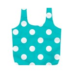 Polka Dots - White on Cyan Full Print Recycle Bag (M)
