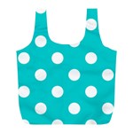 Polka Dots - White on Cyan Full Print Recycle Bag (L)