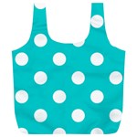 Polka Dots - White on Cyan Full Print Recycle Bag (XL)