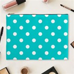 Polka Dots - White on Cyan Cosmetic Bag (XL)