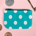 Polka Dots - White on Cyan Mini Coin Purse