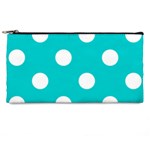 Polka Dots - White on Cyan Pencil Case