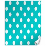 Polka Dots - White on Cyan Canvas 11  x 14 
