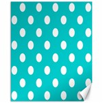 Polka Dots - White on Cyan Canvas 16  x 20 