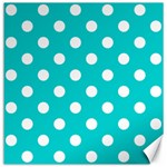 Polka Dots - White on Cyan Canvas 20  x 20 