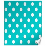 Polka Dots - White on Cyan Canvas 20  x 24 