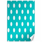Polka Dots - White on Cyan Canvas 20  x 30 