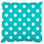 Polka Dots - White on Cyan Large Cushion Case (Two Sides)