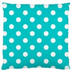 Polka Dots - White on Cyan Standard Flano Cushion Case (Two Sides)