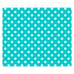 Polka Dots - White on Cyan Double Sided Flano Blanket (Small)
