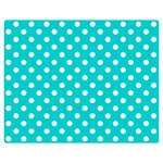 Polka Dots - White on Cyan Double Sided Flano Blanket (Medium)