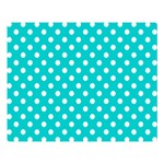 Polka Dots - White on Cyan Double Sided Flano Blanket (Large)