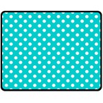 Polka Dots - White on Cyan Double Sided Fleece Blanket (Medium) (Two Sides)