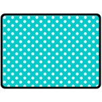 Polka Dots - White on Cyan Double Sided Fleece Blanket (Large) (Two Sides)