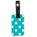 Polka Dots - White on Cyan Luggage Tag (One Side)