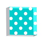 Polka Dots - White on Cyan 4 x 4  Acrylic Photo Block