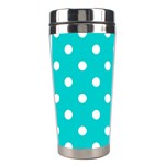 Polka Dots - White on Cyan Stainless Steel Travel Tumbler