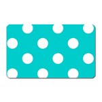 Polka Dots - White on Cyan Magnet (Rectangular)