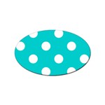Polka Dots - White on Cyan Sticker (Oval)