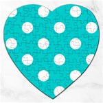 Polka Dots - White on Cyan Jigsaw Puzzle (Heart)