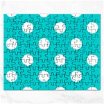 Polka Dots - White on Cyan Jigsaw Puzzle (Rectangular)