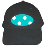 Polka Dots - White on Cyan Black Cap