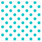 Polka Dots - Cyan on White Large Satin Scarf (Square)