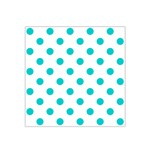 Polka Dots - Cyan on White Satin Bandana Scarf