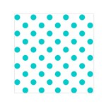 Polka Dots - Cyan on White Small Satin Scarf  (Square)
