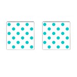 Polka Dots - Cyan on White Cufflinks (Square)