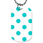 Polka Dots - Cyan on White Dog Tag (One Side)