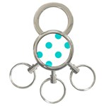Polka Dots - Cyan on White 3-Ring Key Chain