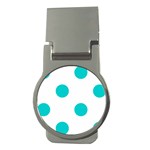 Polka Dots - Cyan on White Money Clip (Round)