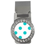 Polka Dots - Cyan on White Money Clip (CZ)