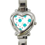 Polka Dots - Cyan on White Heart Italian Charm Watch
